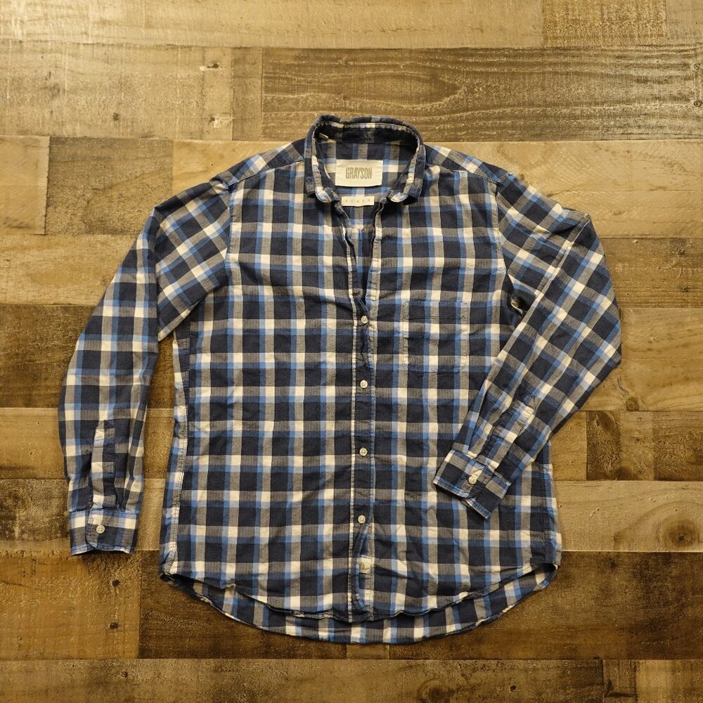 Grayson Hero Plaid Button‎ Down Shirt Women’s 02 Small Blue Cotton Casual